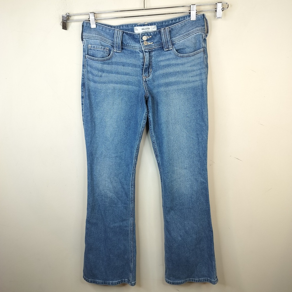 Hollister Low-Rise Bootcut Jeans 10R / 30W Embroidered Y2K Boho Blue